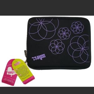 Laptop iPad COOL THREE Chic Flower  Sleeve Purple Black Note Neoprene Case